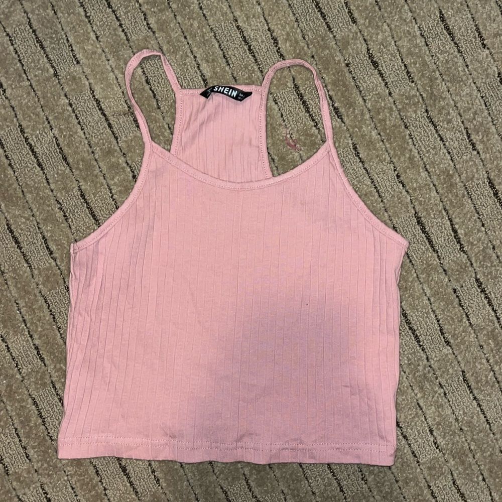 Shein NWOT ribbed Racerback pink tank top